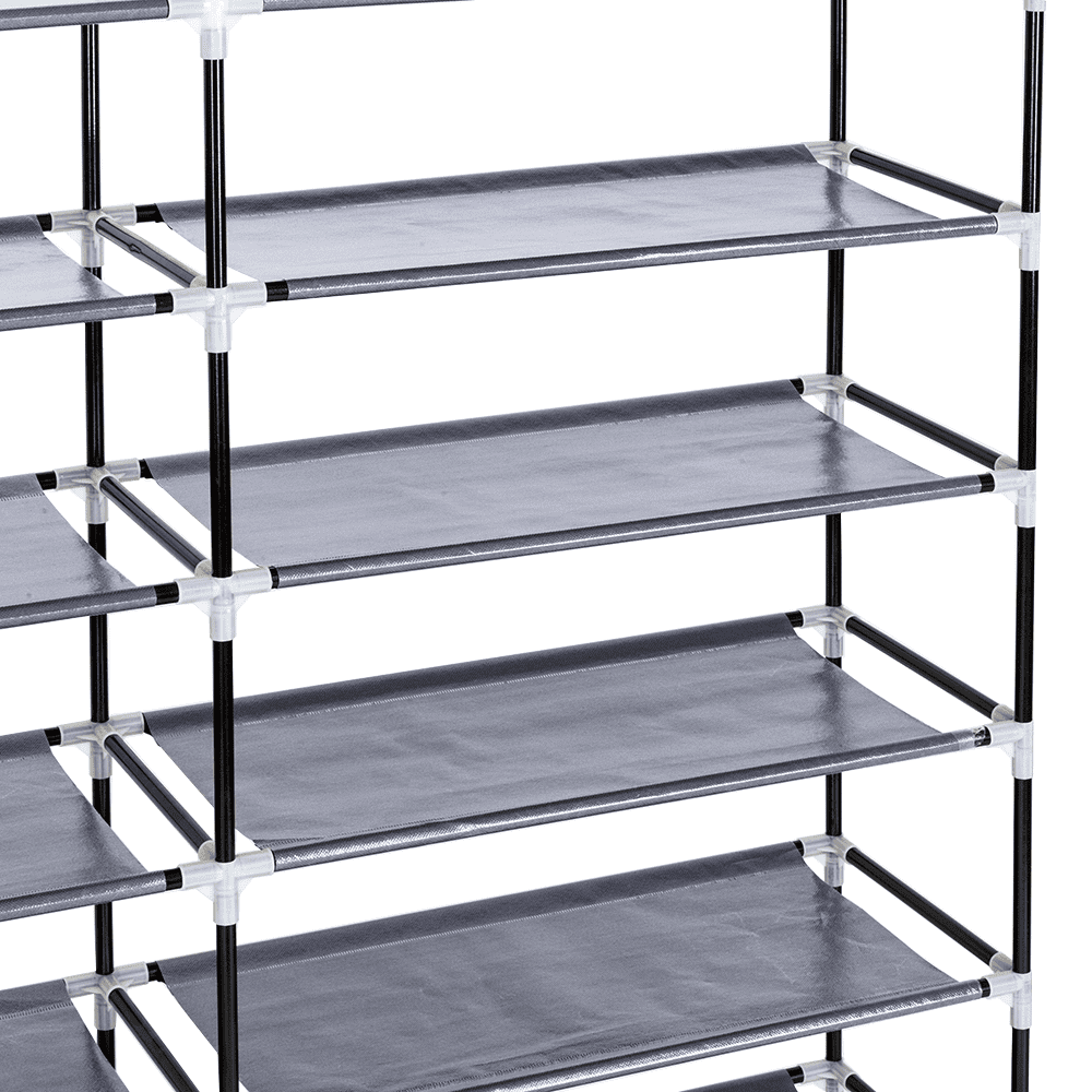 7-Tier Shoe Rack with Dust Cover - Holds 36 Pairs, 44" Wide Portable Shoe Organizer Cabinet for Closet, Gray Fabric Storage for Sneakers/Boots/Purses