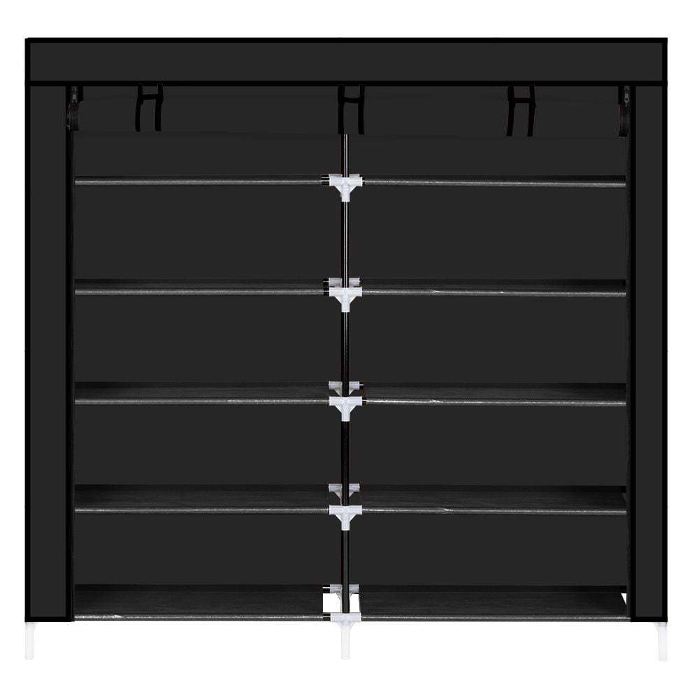 7-Tier Shoe Rack with Dust Cover - Holds 36 Pairs, 44" Wide Portable Shoe Organizer Cabinet for Closet, Gray Fabric Storage for Sneakers/Boots/Purses