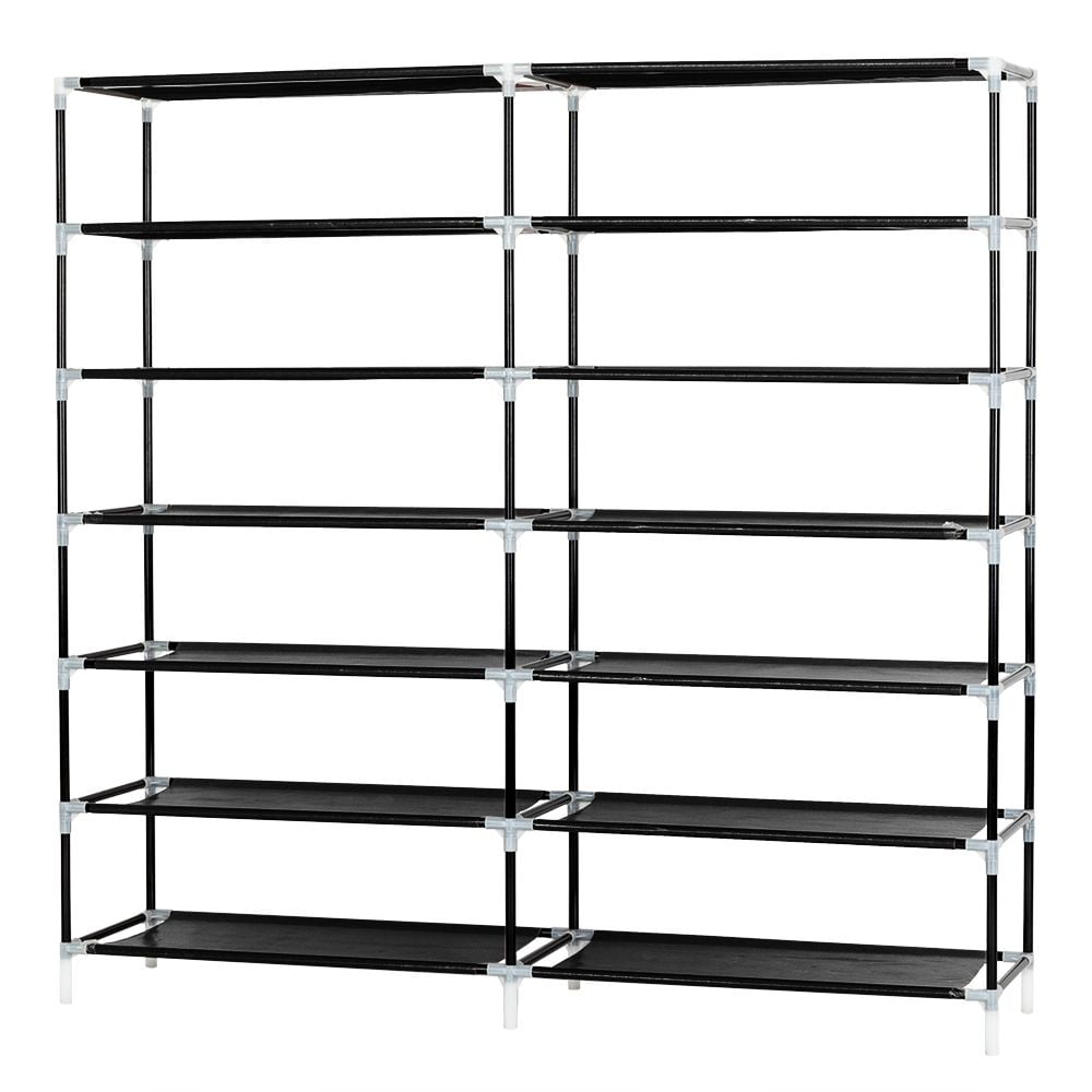 7-Tier Shoe Rack with Dust Cover - Holds 36 Pairs, 44" Wide Portable Shoe Organizer Cabinet for Closet, Gray Fabric Storage for Sneakers/Boots/Purses