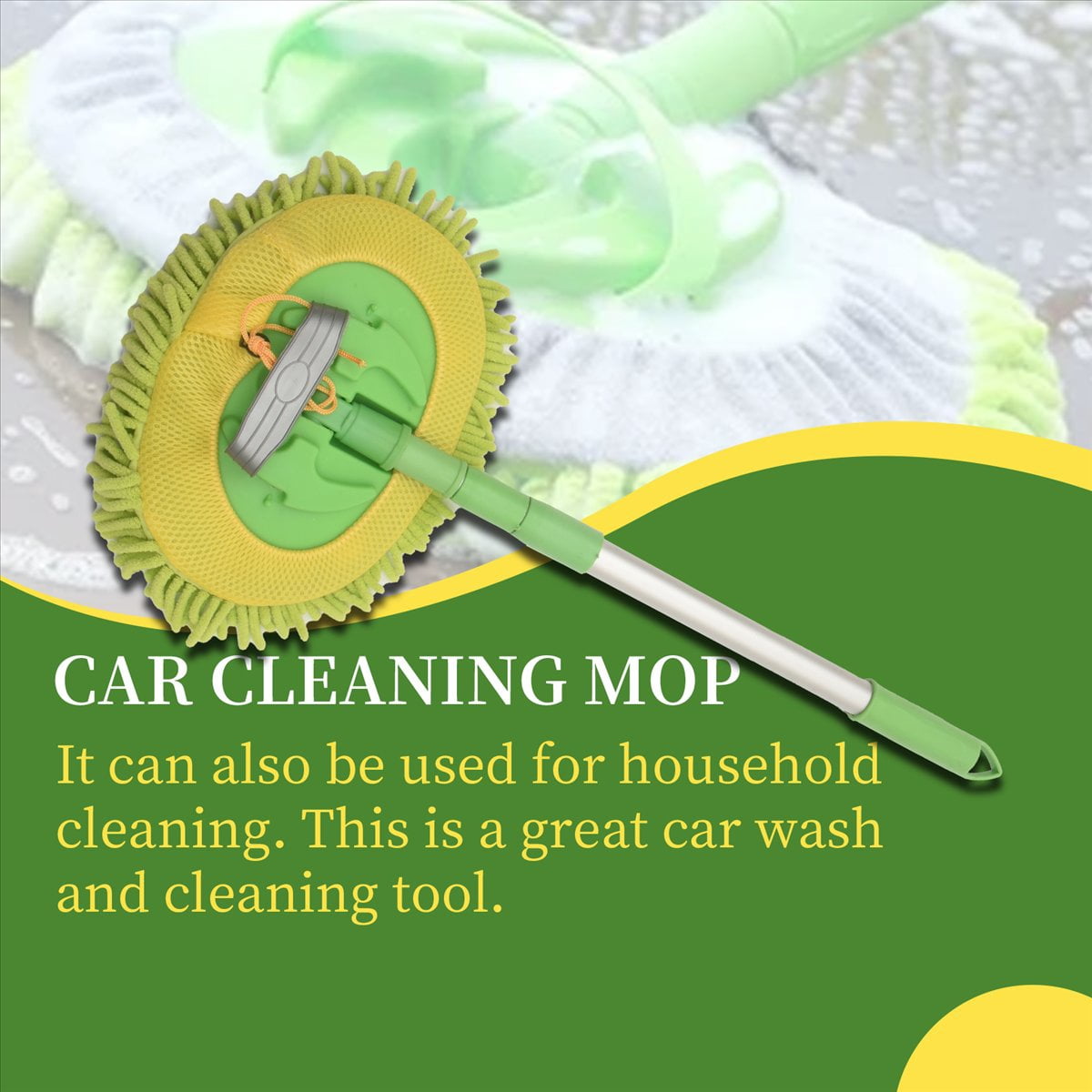 Car Wash Brush Cleaning Mop Detachable Broom Adjustable Long Handle Rotatable Brush Car Chenille + stainless steel 1550