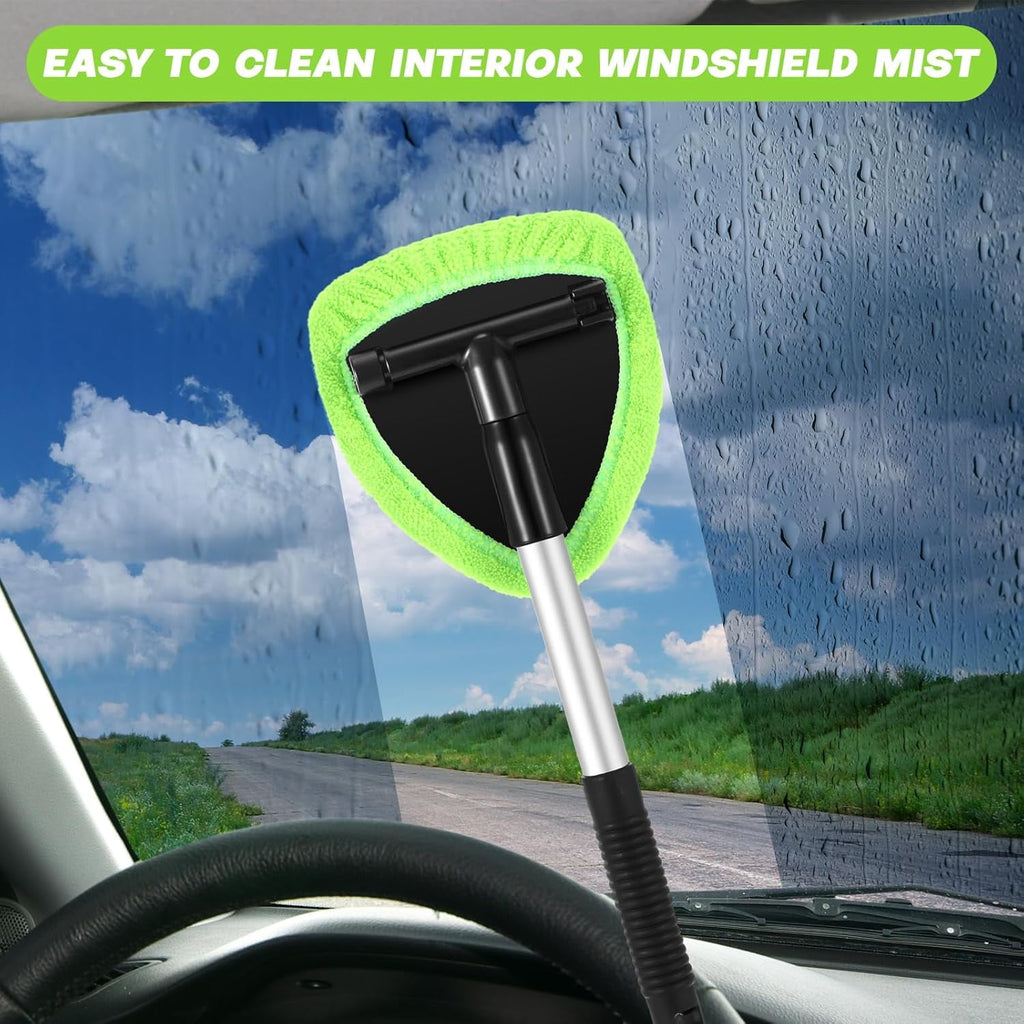 6 Pcs Car Windshield Cleaner Tool Kit with Extendable Handle, Microfiber Towel Pads, Brush, Empty Spray Bottle for Auto Glass Wiper Suvs Rvs &amp; Home Windows(multicolored）