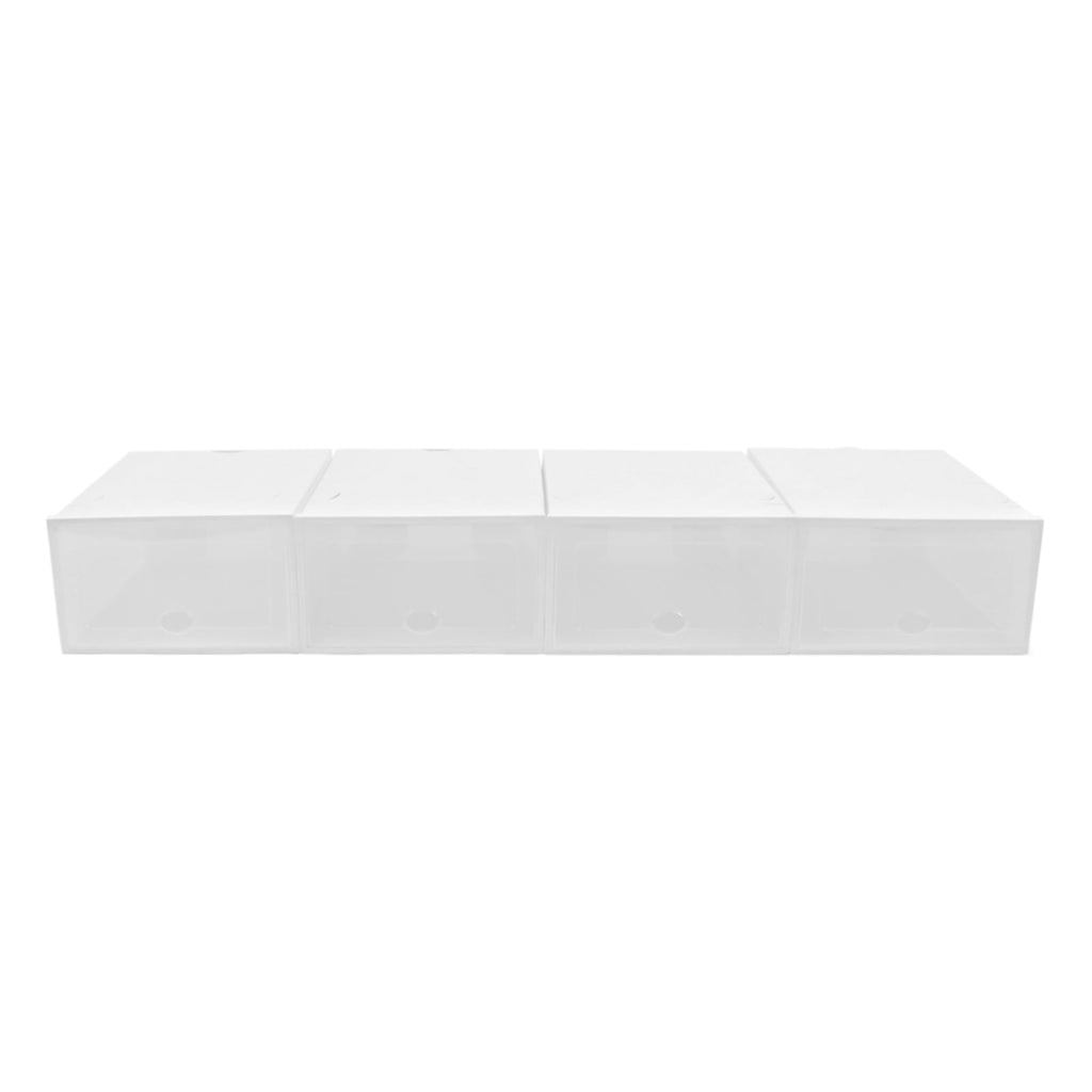 20-Pack Stackable Foldable Shoe Storage Boxes with Clear Front, Ventilated Plastic Shoe Organizer for Closet, Space-Saving Design – White