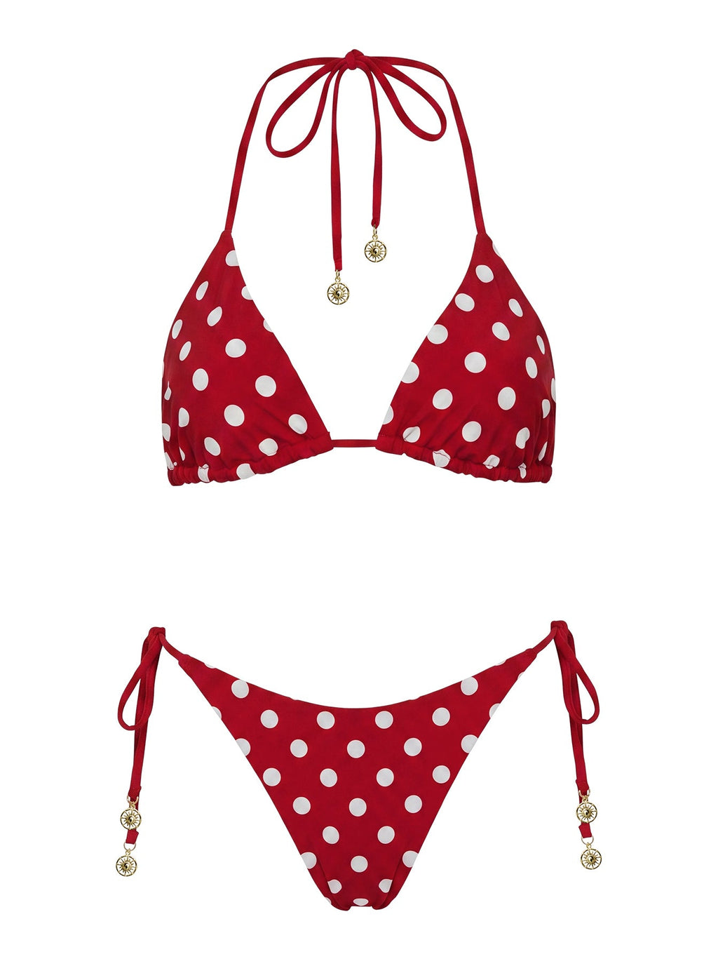 Nevaeh Reversible Triangle Bikini Top Red Polka Dot