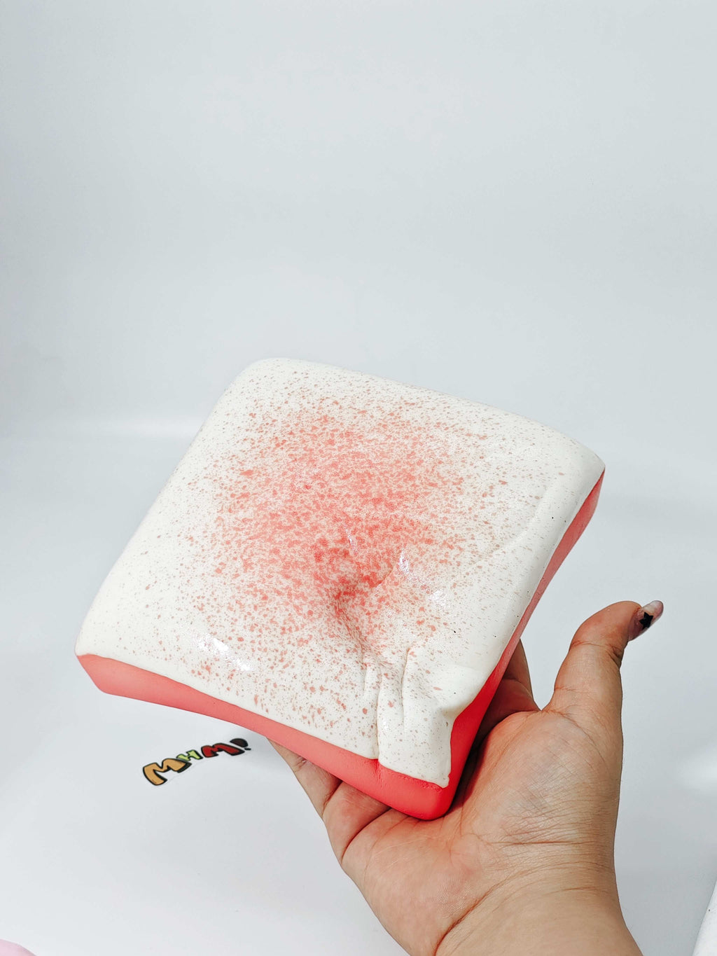 Strawberry Cloud Toast Squishy - Smooth Silicone Feel Toy | Micro-Bubble Sensory Meditation Fidget