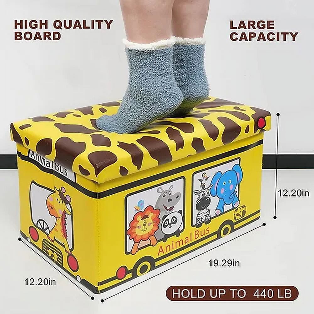 Toy Storage Chest Kids Toy Box, Children Storage Chest &amp; Bench with Flip Top Lid, Toy Chest Storage Organizer Large Trunk for Kids Room Playroom Nursery (Fire Engine )