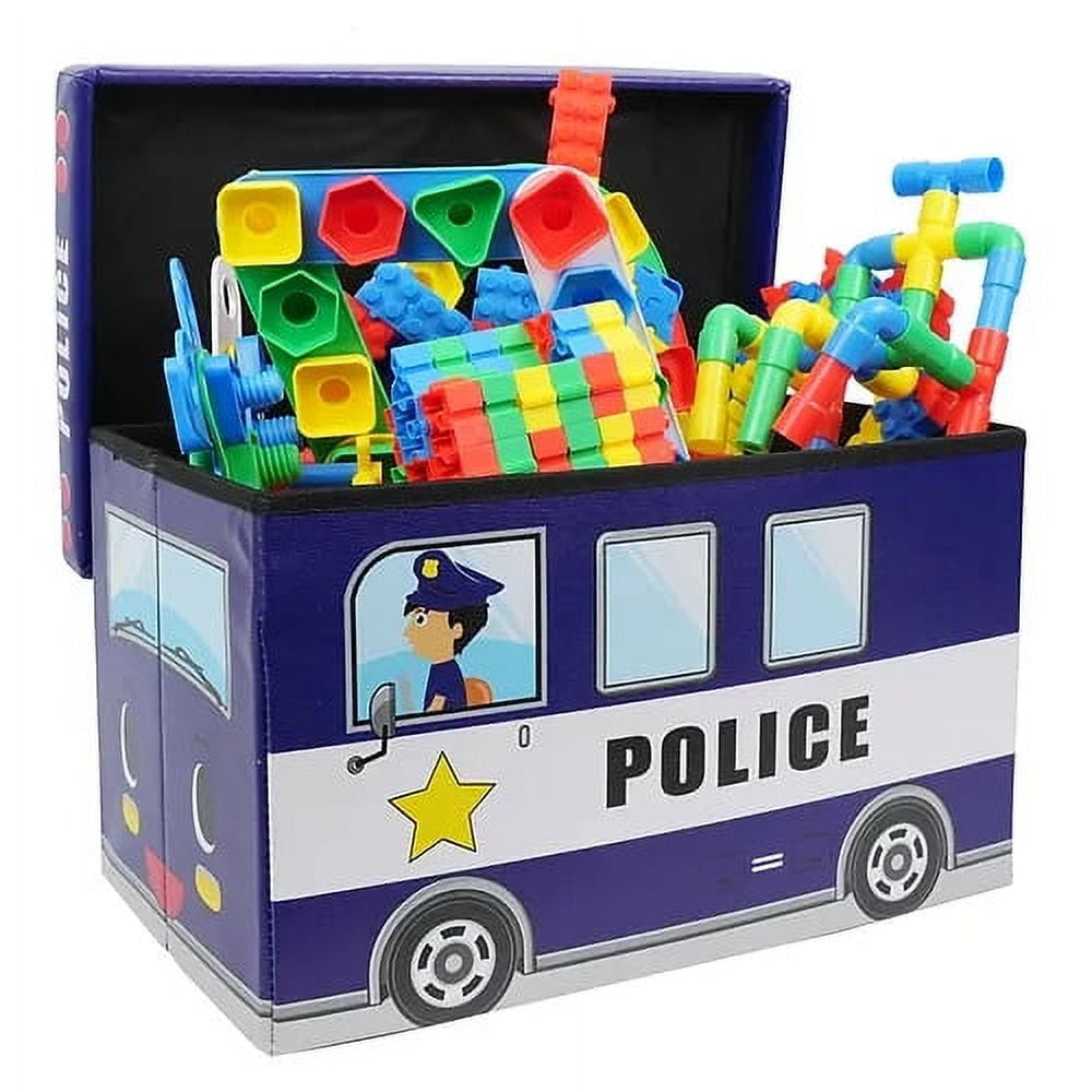Toy Storage Chest Kids Toy Box, Children Storage Chest &amp; Bench with Flip Top Lid, Toy Chest Storage Organizer Large Trunk for Kids Room Playroom Nursery (Fire Engine )