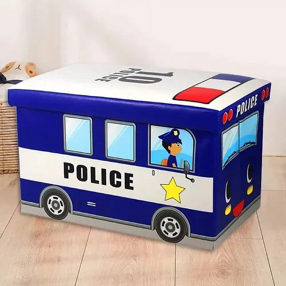 Toy Storage Chest Kids Toy Box, Children Storage Chest &amp; Bench with Flip Top Lid, Toy Chest Storage Organizer Large Trunk for Kids Room Playroom Nursery (Fire Engine )