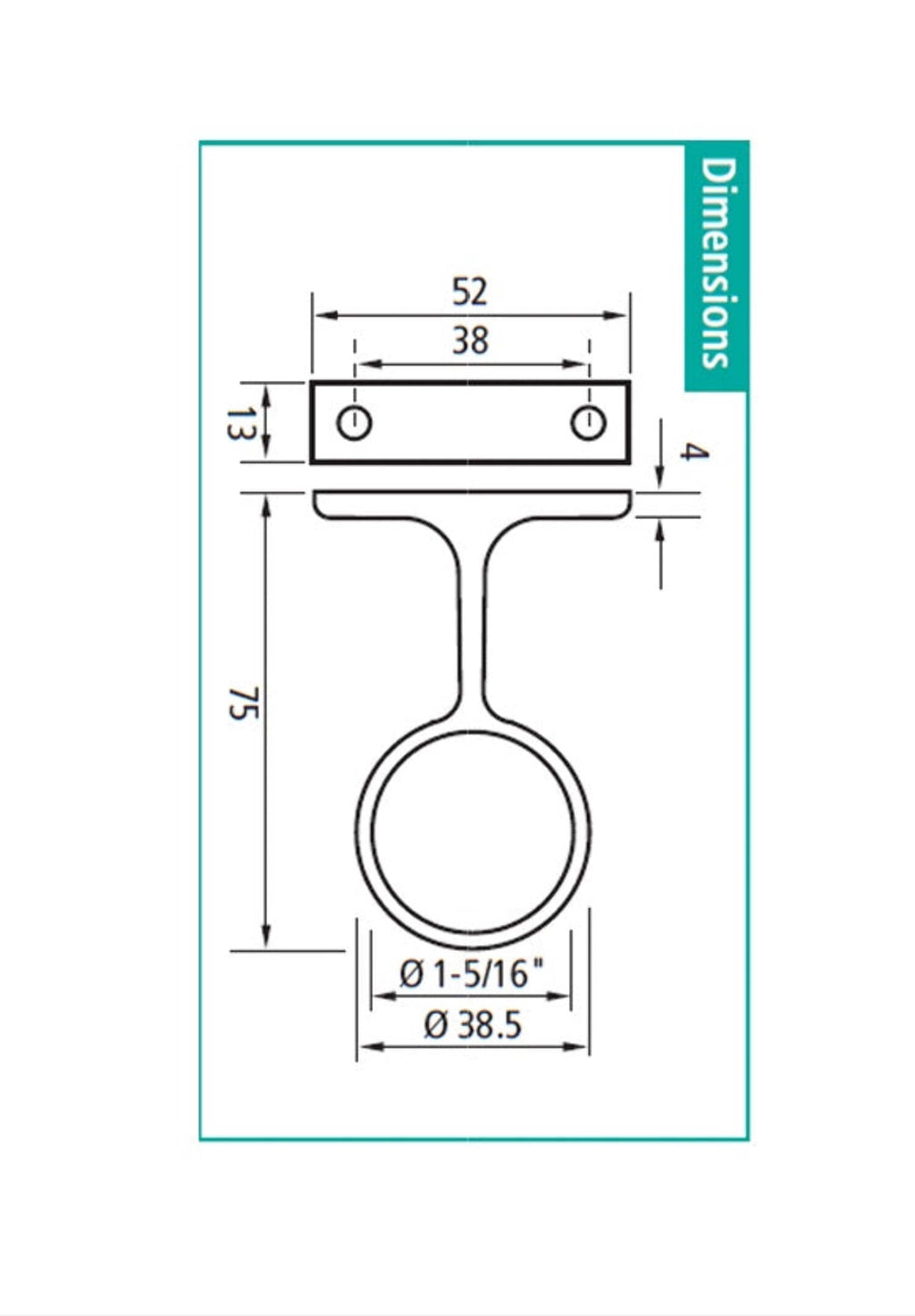 1 5/16 Inch Diameter Round Wardrobe Closet Rod Suspended Center Support