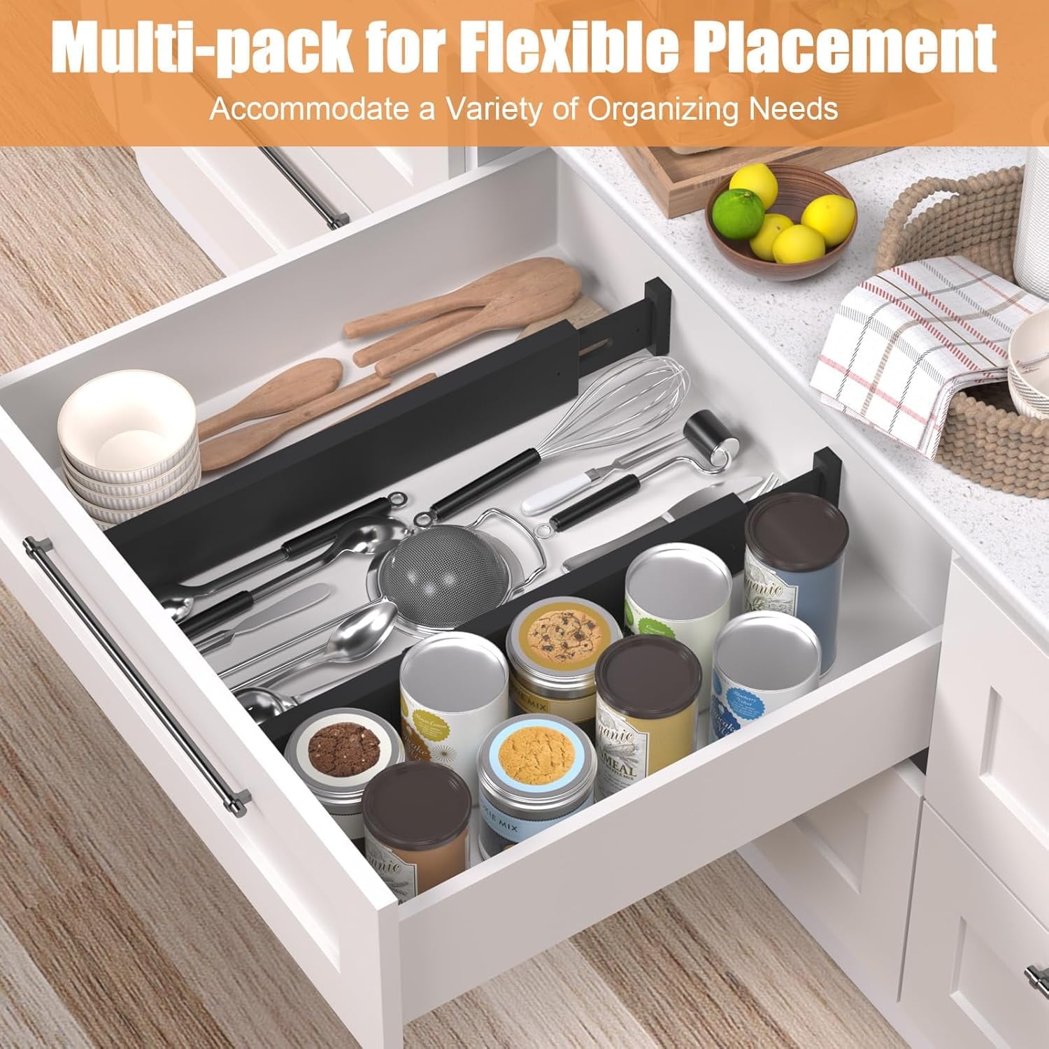 8 Pack Drawer Dividers 2.5" High, 17-22" Adjustable Dresser Drawer Organizers for Clothes, Expandable Dresser Separators in Bedroom/Bathroom/Kitch