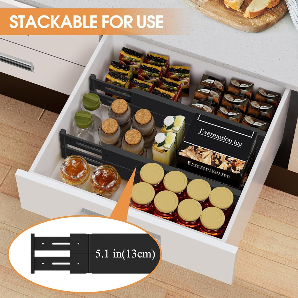 8 Pack Drawer Dividers 2.5" High, 17-22" Adjustable Dresser Drawer Organizers for Clothes, Expandable Dresser Separators in Bedroom/Bathroom/Kitch