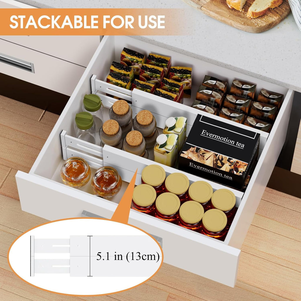 8 Pack Drawer Dividers 2.5" High, 17-22" Adjustable Dresser Drawer Organizers for Clothes, Expandable Dresser Separators in Bedroom/Bathroom/Kitch