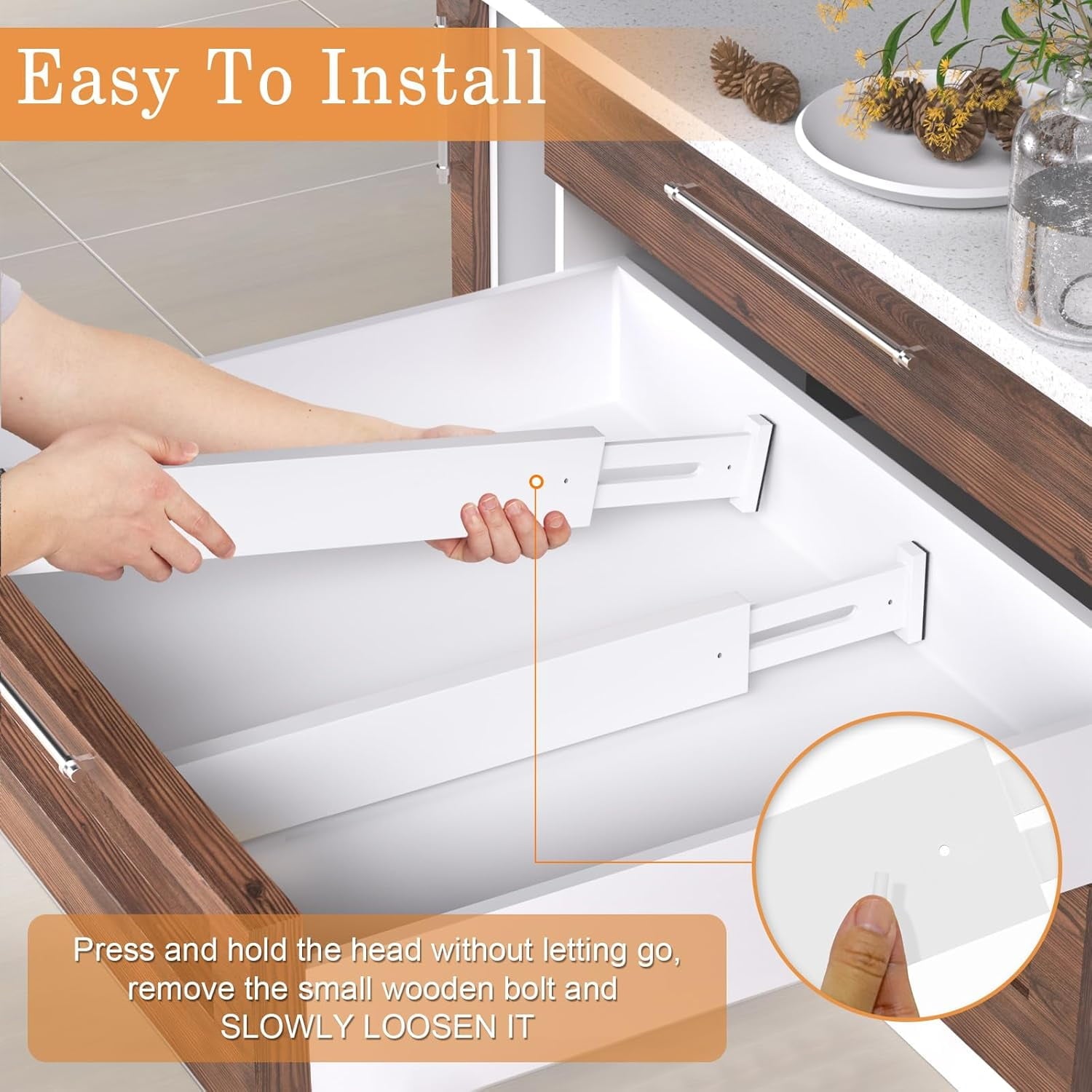 8 Pack Drawer Dividers 2.5" High, 17-22" Adjustable Dresser Drawer Organizers for Clothes, Expandable Dresser Separators in Bedroom/Bathroom/Kitch