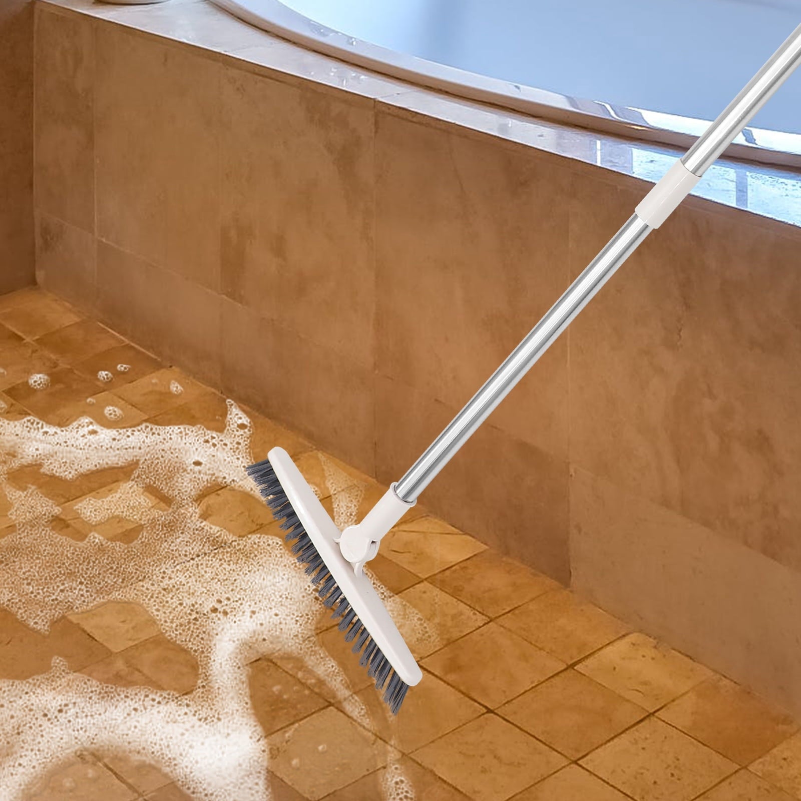 Grout Swivel Floor Brush Sliding Doors Floor Scrub Brush 87x25.5CM White