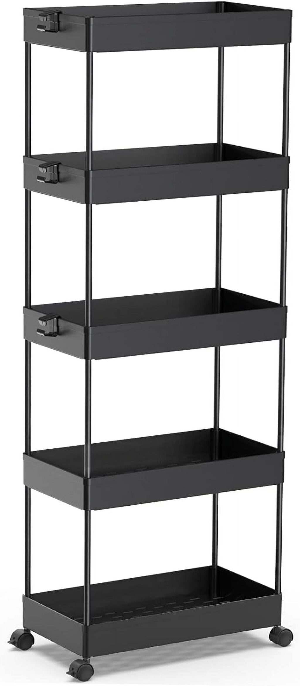 4/5  Tier Slim Rolling Storage Cart Bathroom Organizer Mobile Shelving Unit Utility Cart Tower Rack for Kitchen Laundry Narrow Places, White