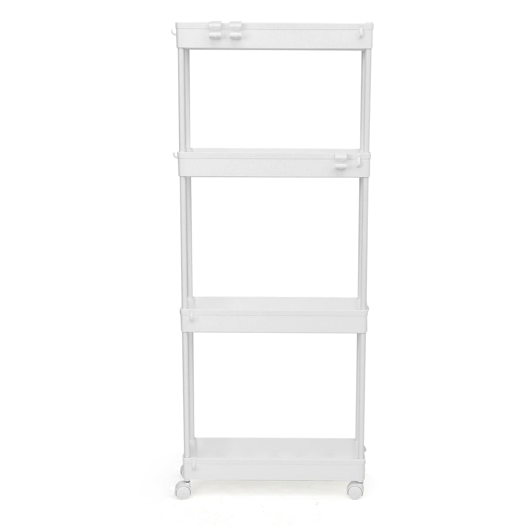 4/5  Tier Slim Rolling Storage Cart Bathroom Organizer Mobile Shelving Unit Utility Cart Tower Rack for Kitchen Laundry Narrow Places, White