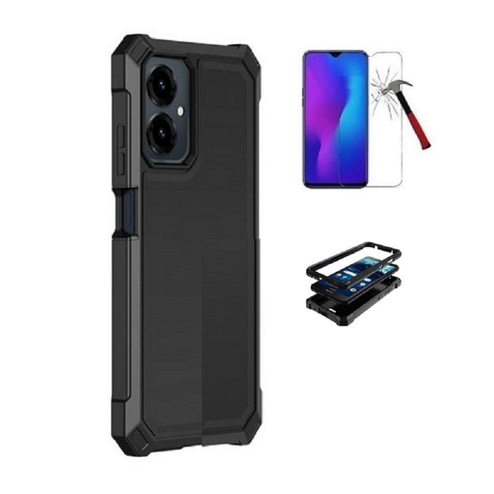 Compatible Phone Case for AT&amp;T Propel 3 5G / Cricket Icon (2026), Black Full Body TPU Cover Case + Tempered Glass