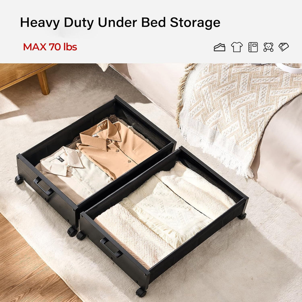 Under Bed Storage, Under Bed Storage with Wheels, Underbed Drawers on Wheels, Wooden Underbed Storage