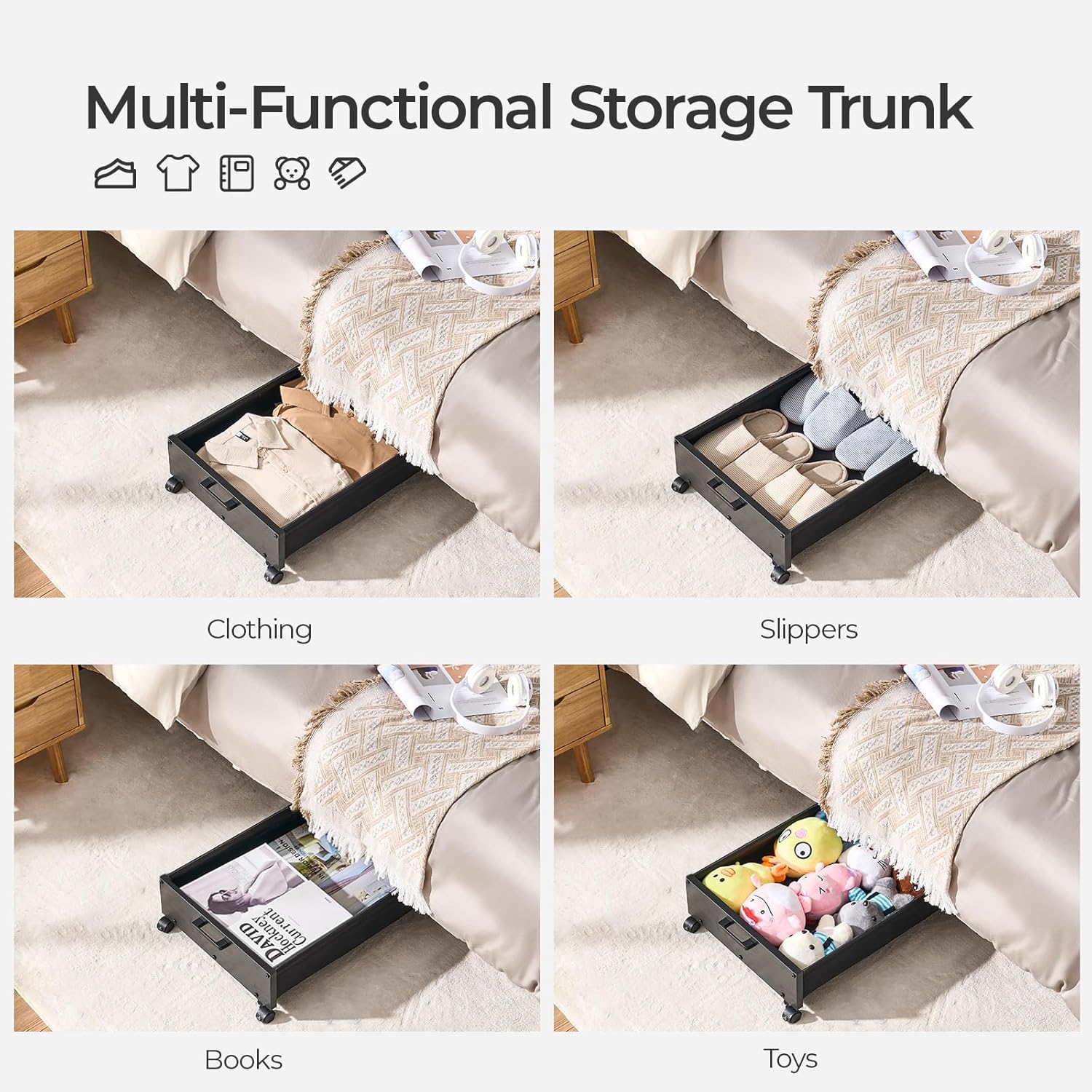 Under Bed Storage, Under Bed Storage with Wheels, Underbed Drawers on Wheels, Wooden Underbed Storage