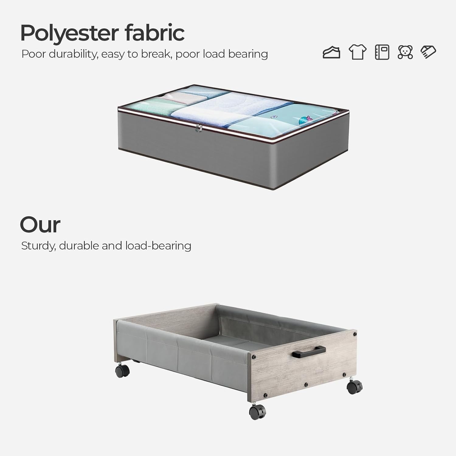 Under Bed Storage, Under Bed Storage with Wheels, Underbed Drawers on Wheels, Wooden Underbed Storage