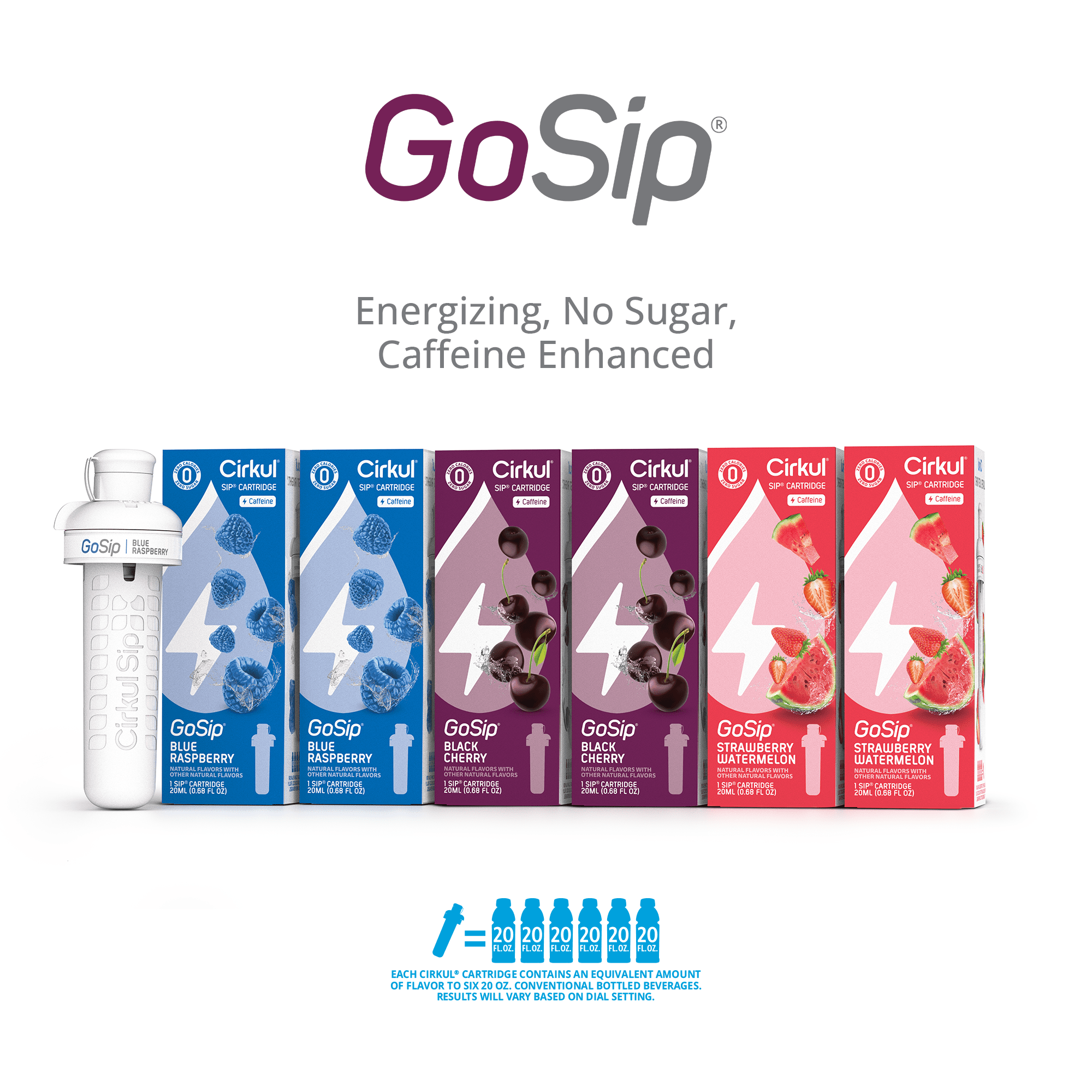 Flavor Cartridge Variety Pack, 6-Pack (2 Blue Raspberry, 2 Black Cherry, 2 Strawberry Watermelon)