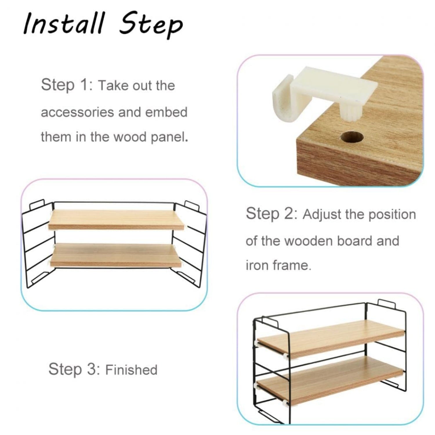 Desktop Shelf Organizer, Small Wood Countertop Bookshelf Adjustable Desktop Organizer Office, Desk Storage Tabletop Display Shelf for Home Office Dorm