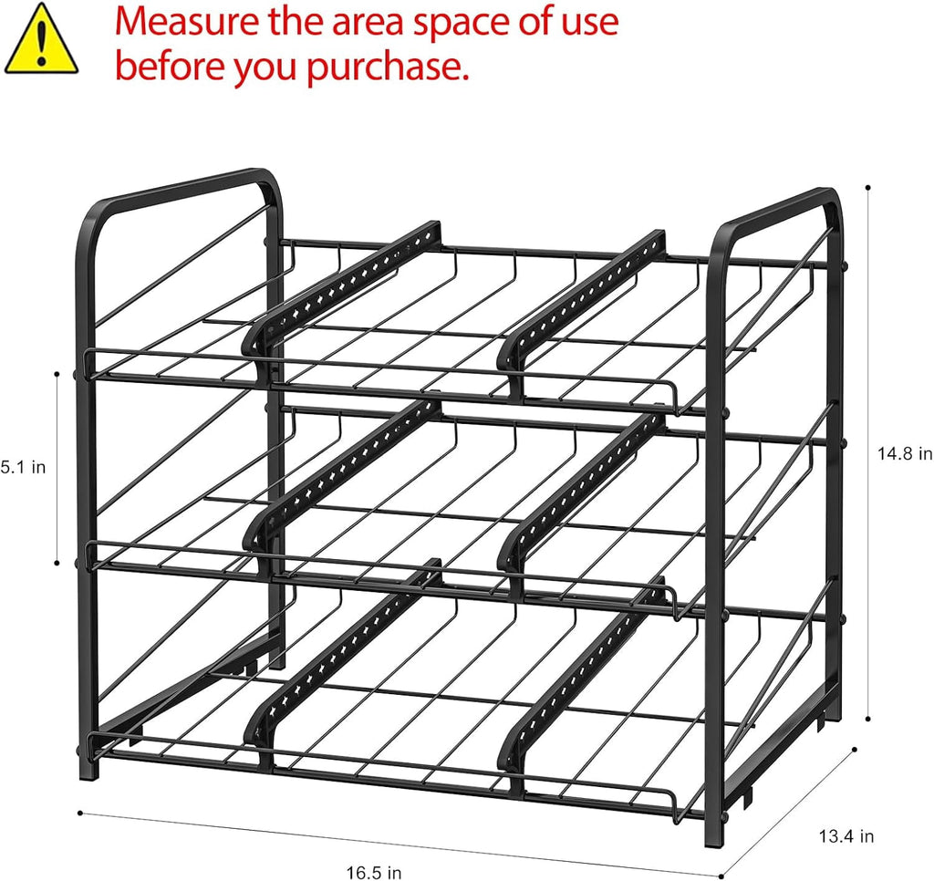 2 pack Can Organizer for Pantry Stackable, Stacking Can Storage Dispensers Small Space Holds up to 36 Cans for Pantry, Kitchen, Cabinet Black