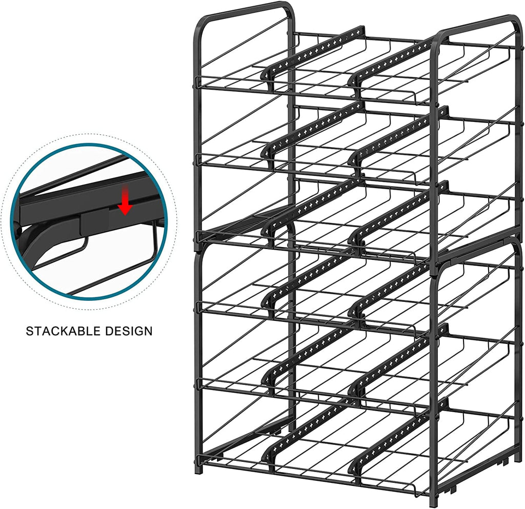 2 pack Can Organizer for Pantry Stackable, Stacking Can Storage Dispensers Small Space Holds up to 36 Cans for Pantry, Kitchen, Cabinet Black