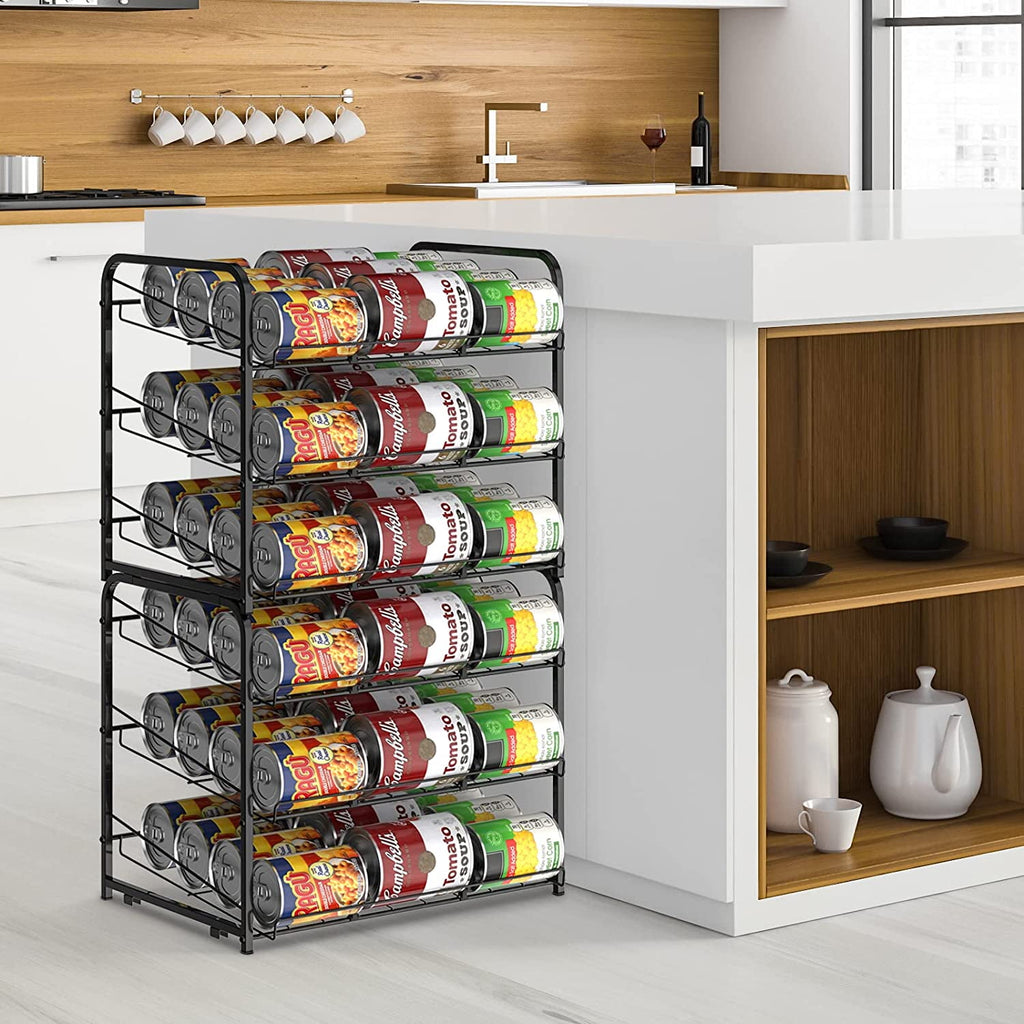2 pack Can Organizer for Pantry Stackable, Stacking Can Storage Dispensers Small Space Holds up to 36 Cans for Pantry, Kitchen, Cabinet Black