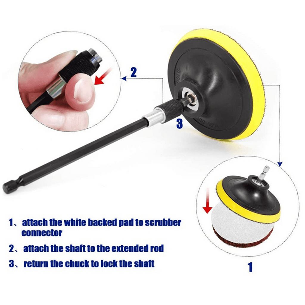 Electric Drill-Brush Kit Power Scrubber Brush for Carpet Bathroom  Tub Furniture Shower Tile Tires Cleaning Tool