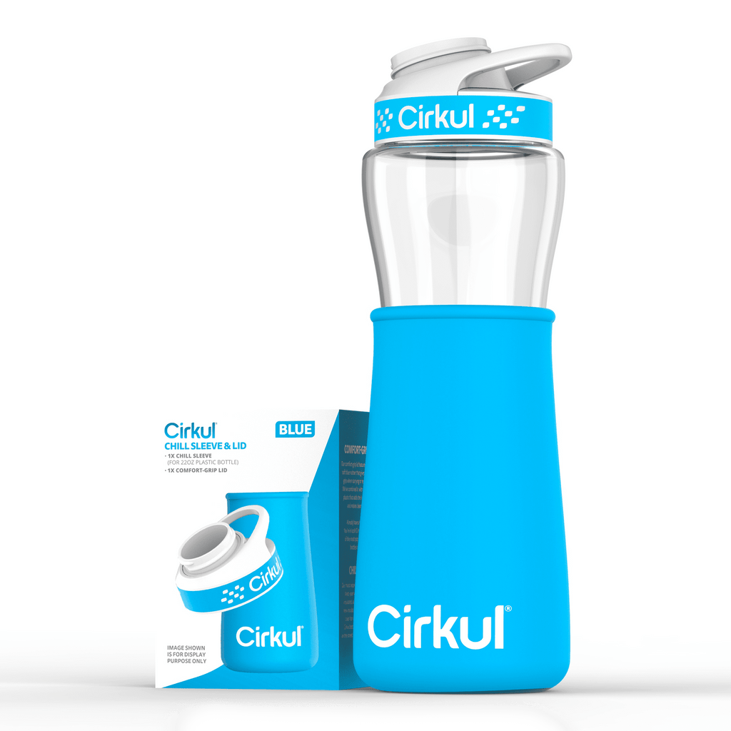 Chill Sleeve &amp; Comfort-Grip Lid for 22oz Bottle, Blue