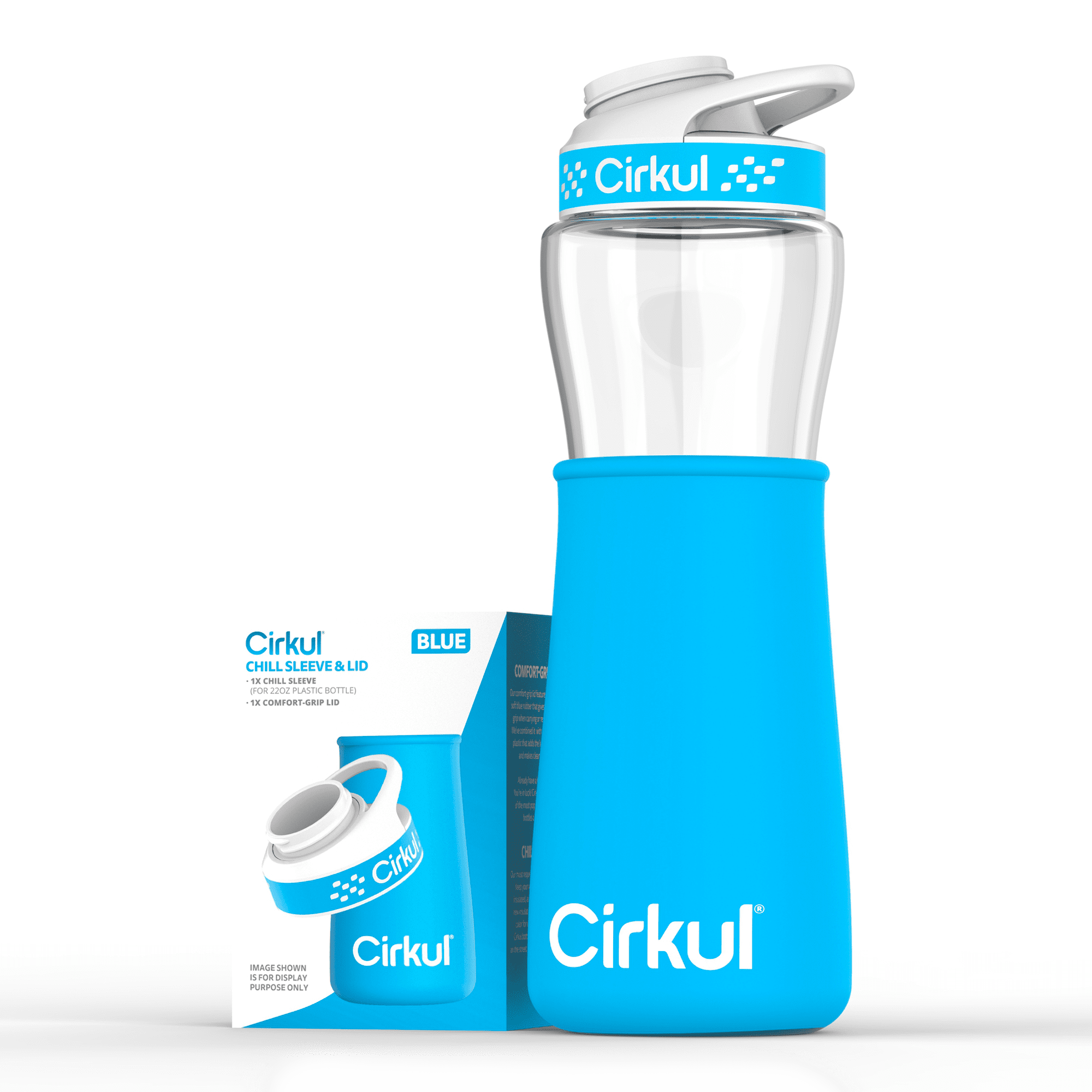 Chill Sleeve &amp; Comfort-Grip Lid for 22oz Bottle, Blue