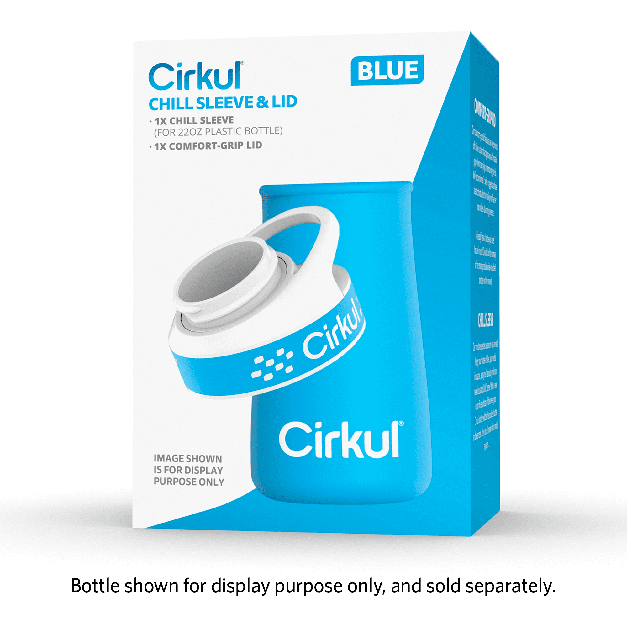 Chill Sleeve &amp; Comfort-Grip Lid for 22oz Bottle, Blue