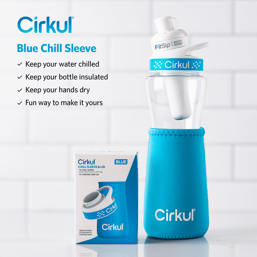 Chill Sleeve &amp; Comfort-Grip Lid for 22oz Bottle, Blue