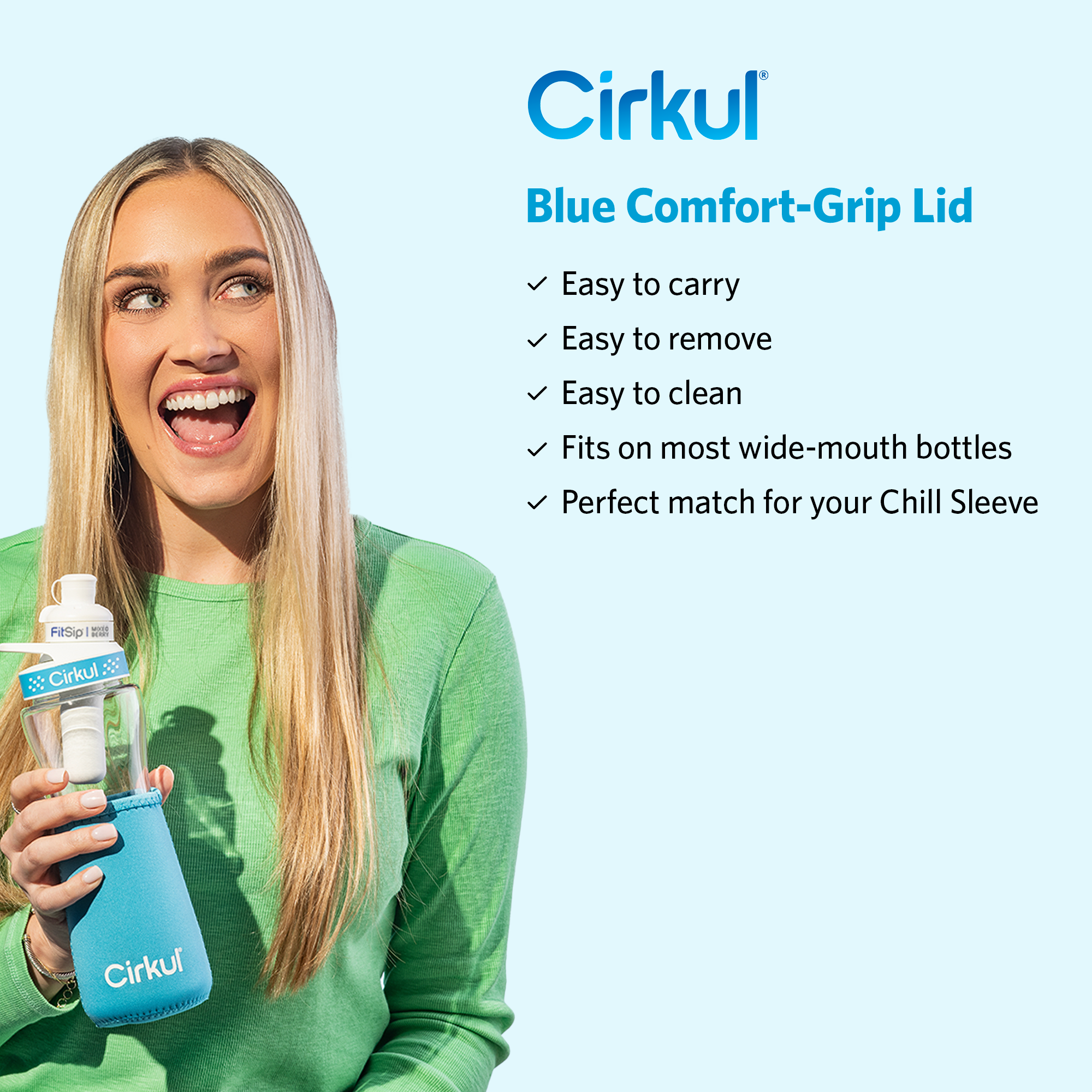 Chill Sleeve &amp; Comfort-Grip Lid for 22oz Bottle, Blue