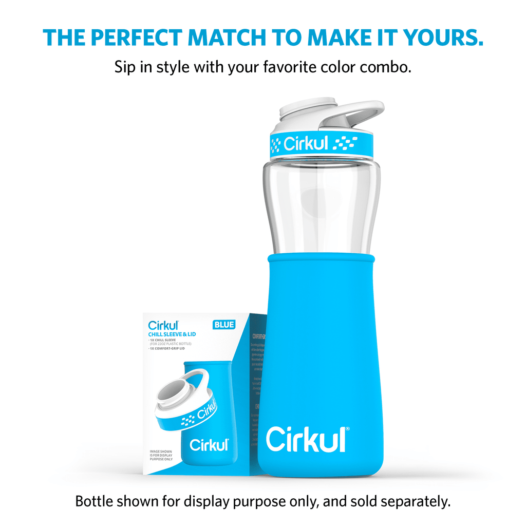Chill Sleeve &amp; Comfort-Grip Lid for 22oz Bottle, Blue