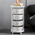 4 Tier Kitchen Storage Cart Multi-Layer Storage Basket with Wheels Kitchen Fruit &amp; Vegetable Storage Rack Rolling Storage Cart for Kitchen Living Room Bedroom, White