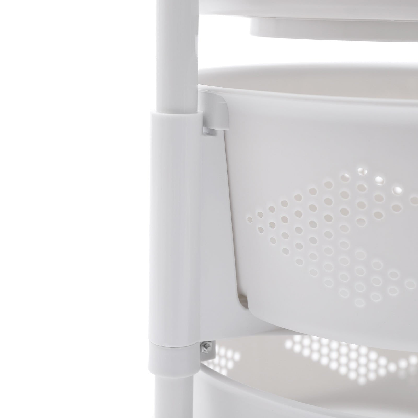 4 Tier Kitchen Storage Cart Multi-Layer Storage Basket with Wheels Kitchen Fruit &amp; Vegetable Storage Rack Rolling Storage Cart for Kitchen Living Room Bedroom, White