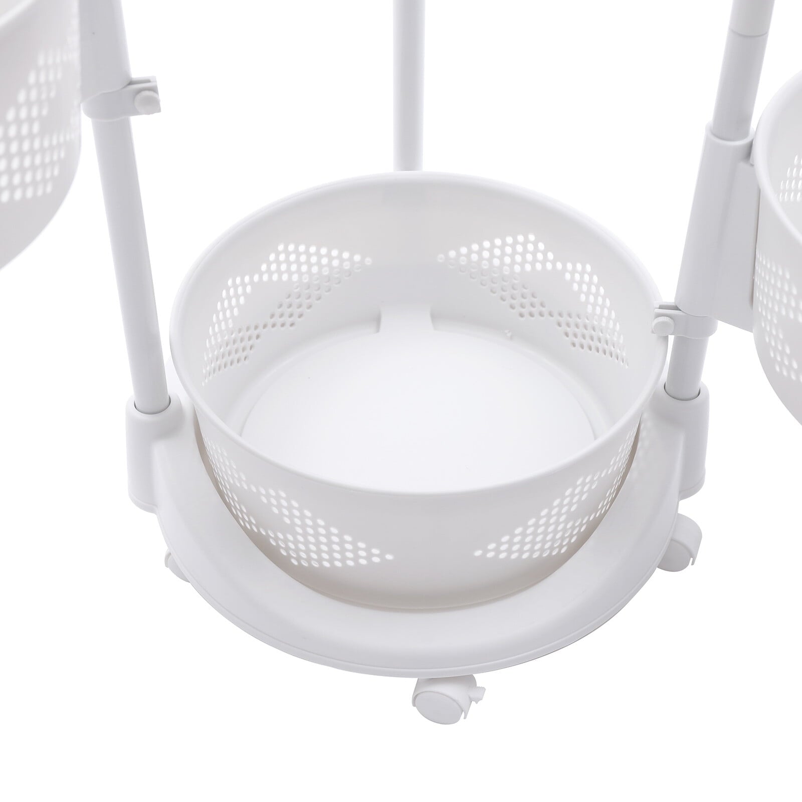 4 Tier Kitchen Storage Cart Multi-Layer Storage Basket with Wheels Kitchen Fruit &amp; Vegetable Storage Rack Rolling Storage Cart for Kitchen Living Room Bedroom, White