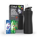 32oz Matte Black Stainless Steel Starter Kit with Matte Black  Lid 2.0 and 2 Flavor Cartridges (Blueberry Grape &amp; Kiwi Berry)