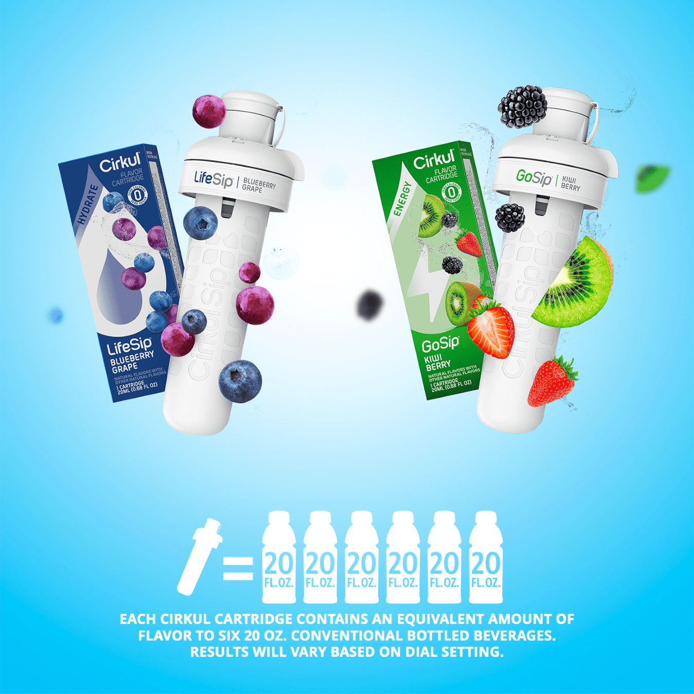32oz Matte Black Stainless Steel Starter Kit with Matte Black  Lid 2.0 and 2 Flavor Cartridges (Blueberry Grape &amp; Kiwi Berry)