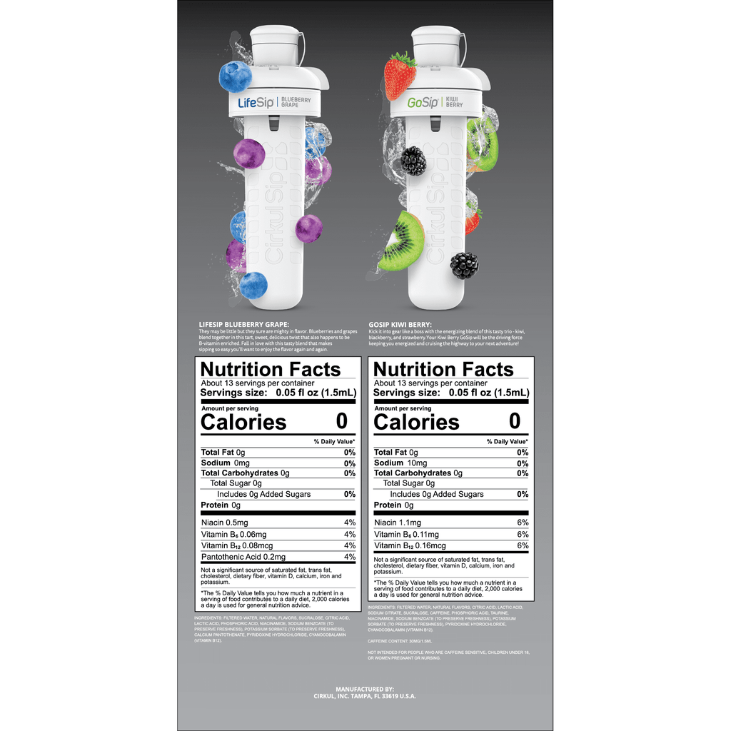 32oz Matte Black Stainless Steel Starter Kit with Matte Black  Lid 2.0 and 2 Flavor Cartridges (Blueberry Grape &amp; Kiwi Berry)