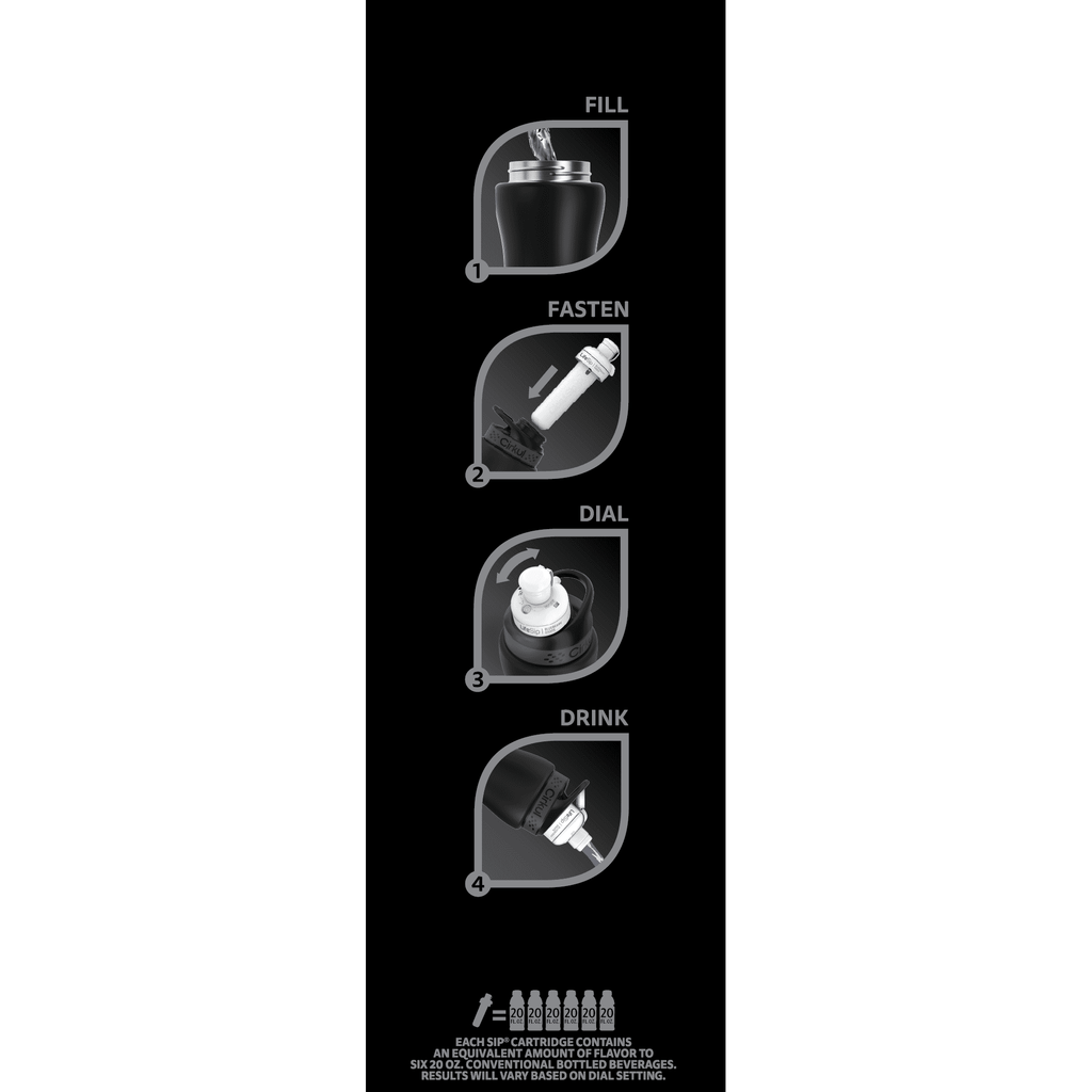 32oz Matte Black Stainless Steel Starter Kit with Matte Black  Lid 2.0 and 2 Flavor Cartridges (Blueberry Grape &amp; Kiwi Berry)