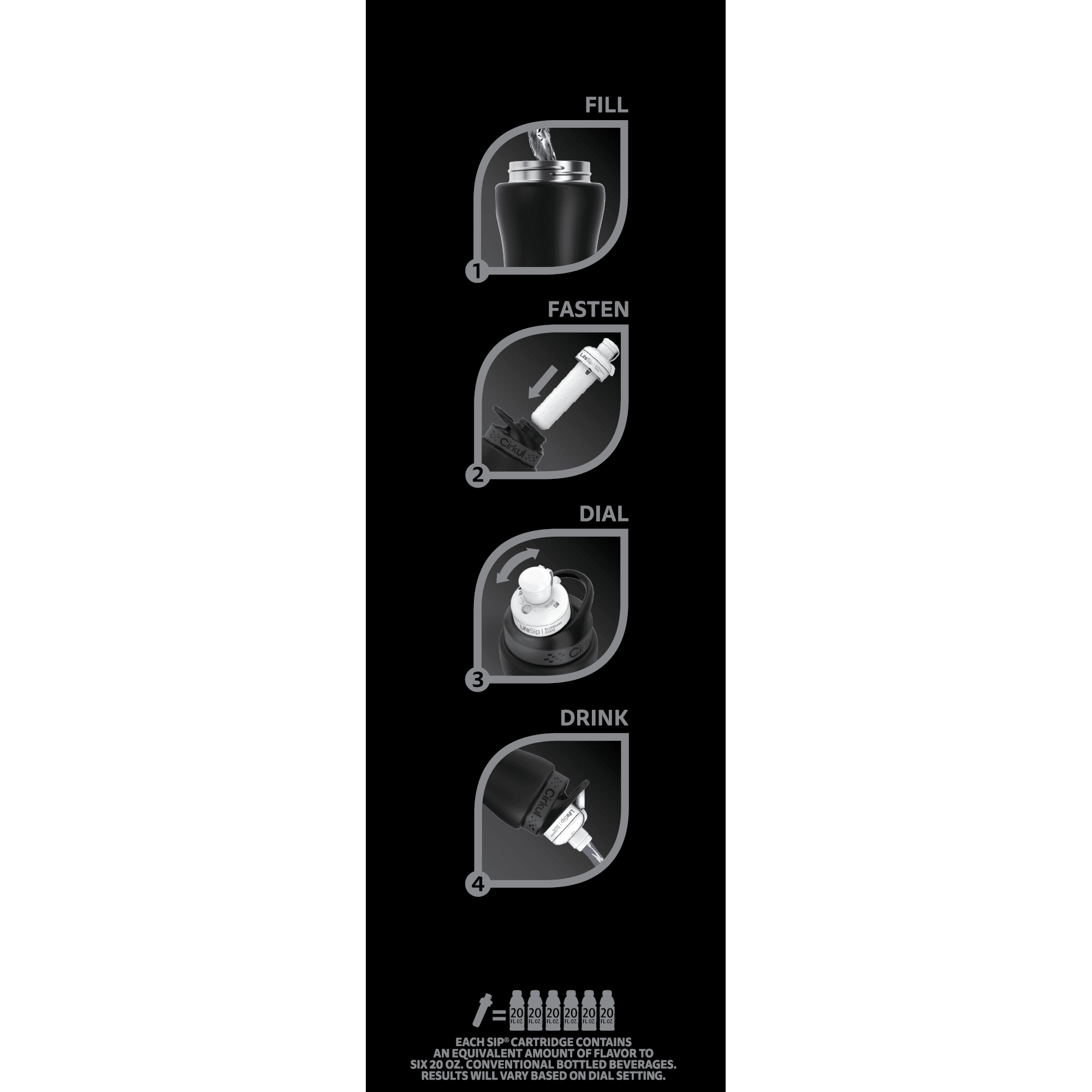 32oz Matte Black Stainless Steel Starter Kit with Matte Black  Lid 2.0 and 2 Flavor Cartridges (Blueberry Grape &amp; Kiwi Berry)