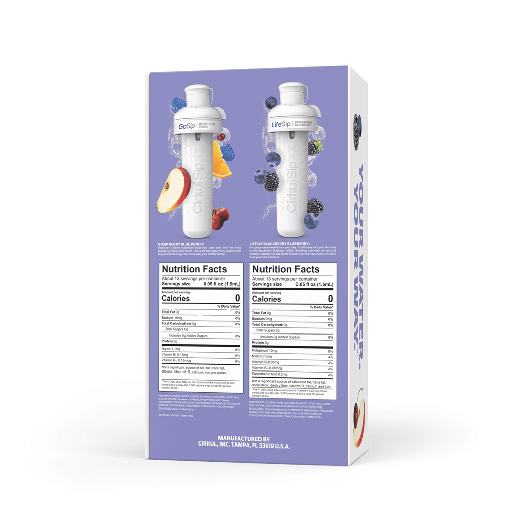 32oz Matte Black Stainless Steel Starter Kit with Matte Black  Lid 2.0 and 2 Flavor Cartridges (Blueberry Grape &amp; Kiwi Berry)