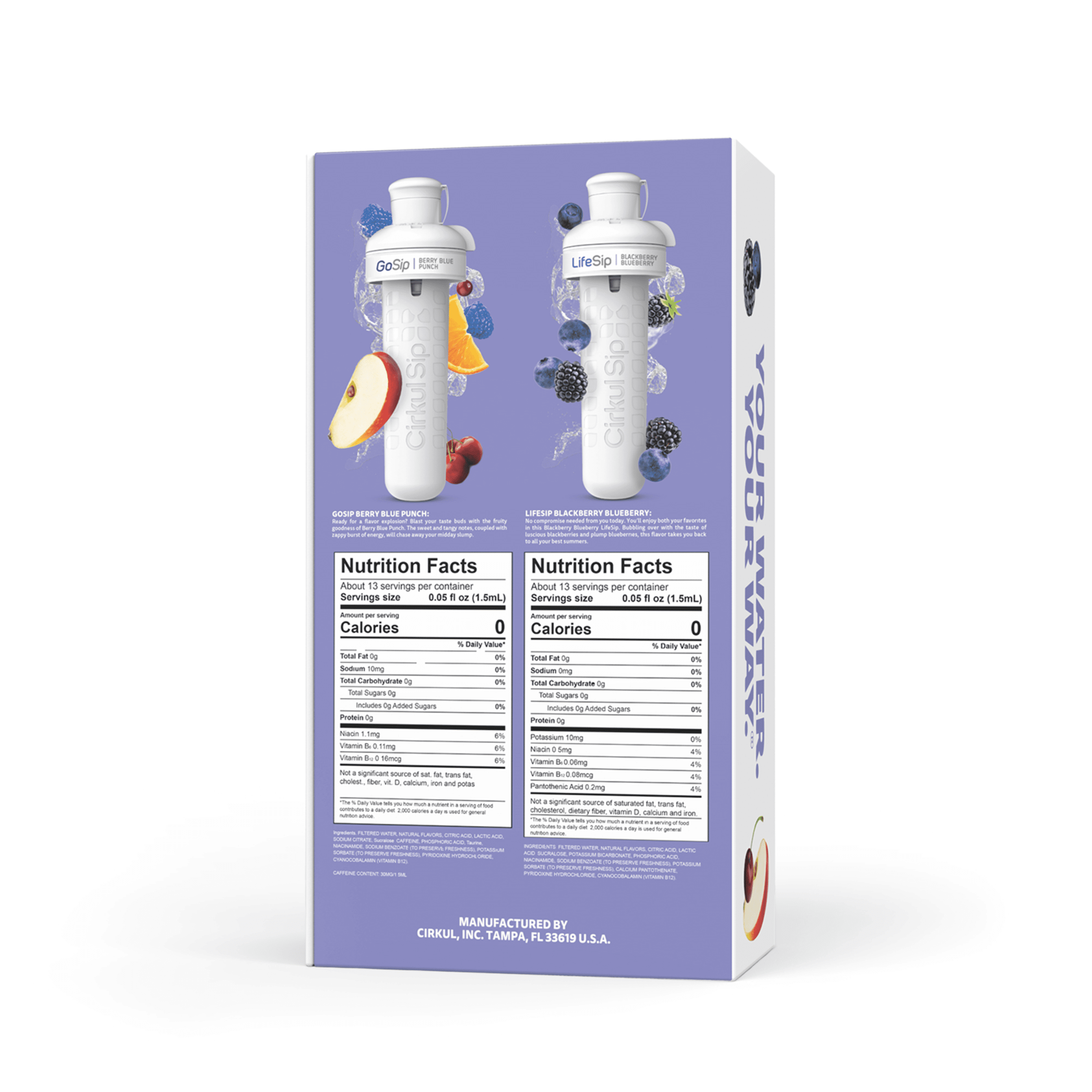 32oz Matte Black Stainless Steel Starter Kit with Matte Black  Lid 2.0 and 2 Flavor Cartridges (Blueberry Grape &amp; Kiwi Berry)