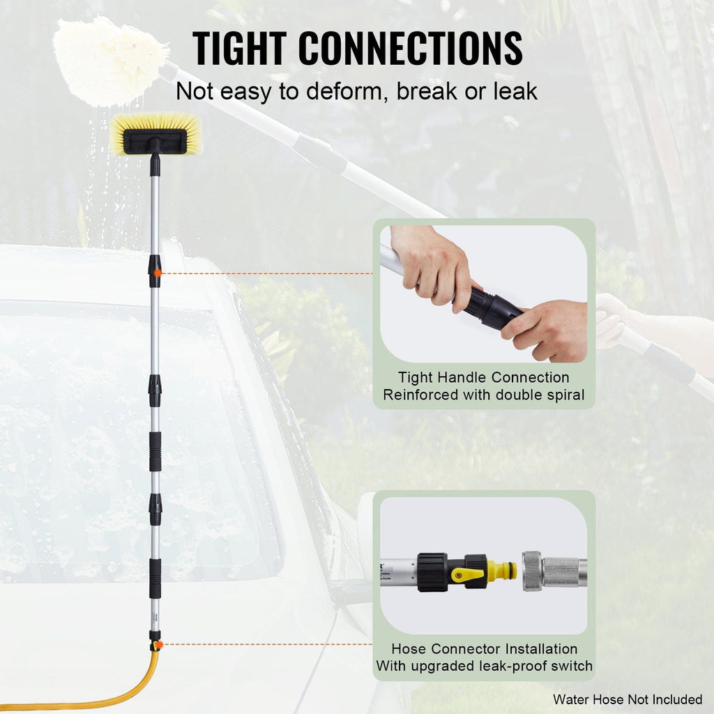 66.7-Inch Car Wash Brush with 12-Inch Soft PVC Bristle Head | Long Handle Car Cleaning Tool for Vehicles, SUVs, Trucks &amp; RVs | Scratch-Free Safe Scrubbing
