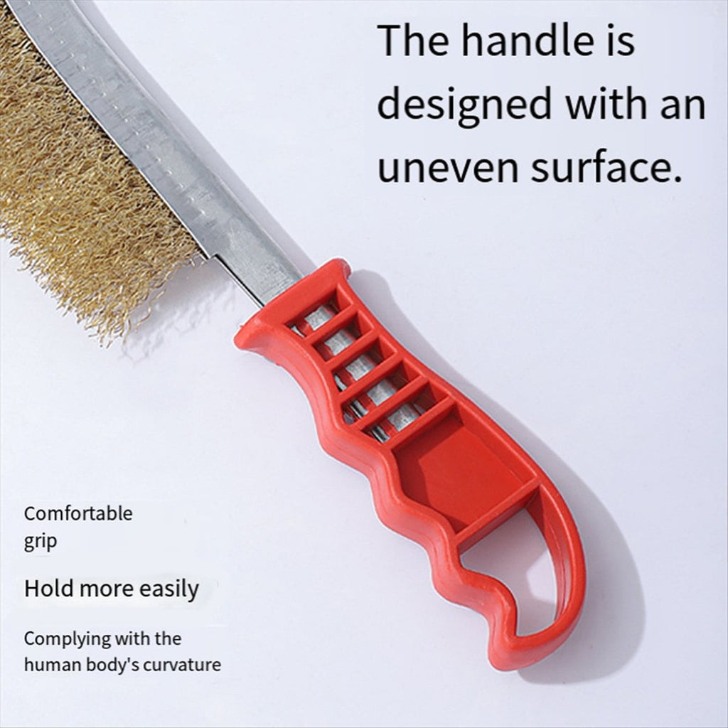 3PCS Multi-Function Tool Wire Brush Copper Plated Cleaning Brush Long Handle Kitchen Grill Special Plate Rust Removal A