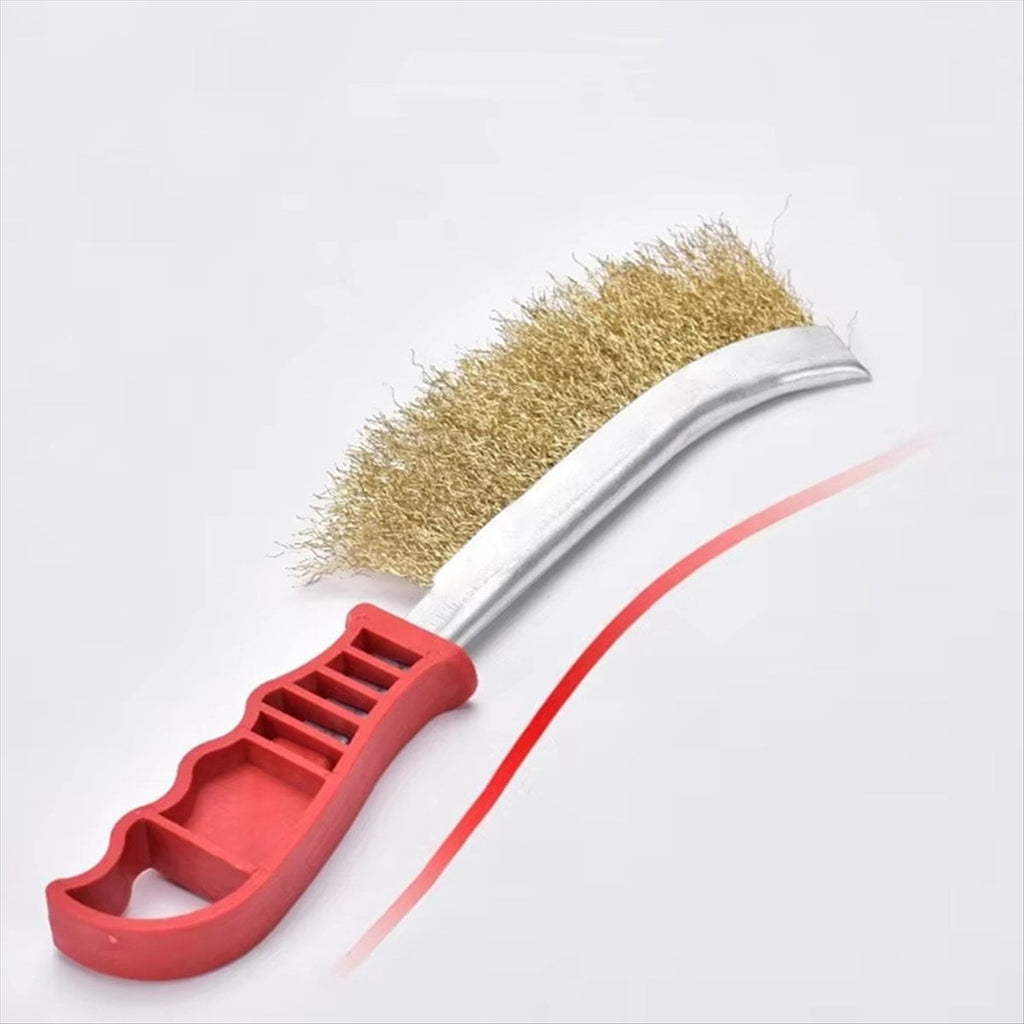 3PCS Multi-Function Tool Wire Brush Copper Plated Cleaning Brush Long Handle Kitchen Grill Special Plate Rust Removal A