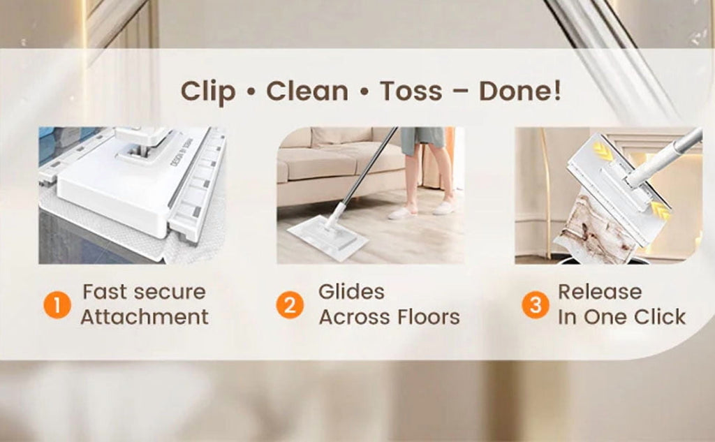 Durable Mop and Cleaning Kit | Designed for various floor types including hardwood, tile, and marble | Household cleaning tools for kitchen and entire house (1 mops + 5 cloths)