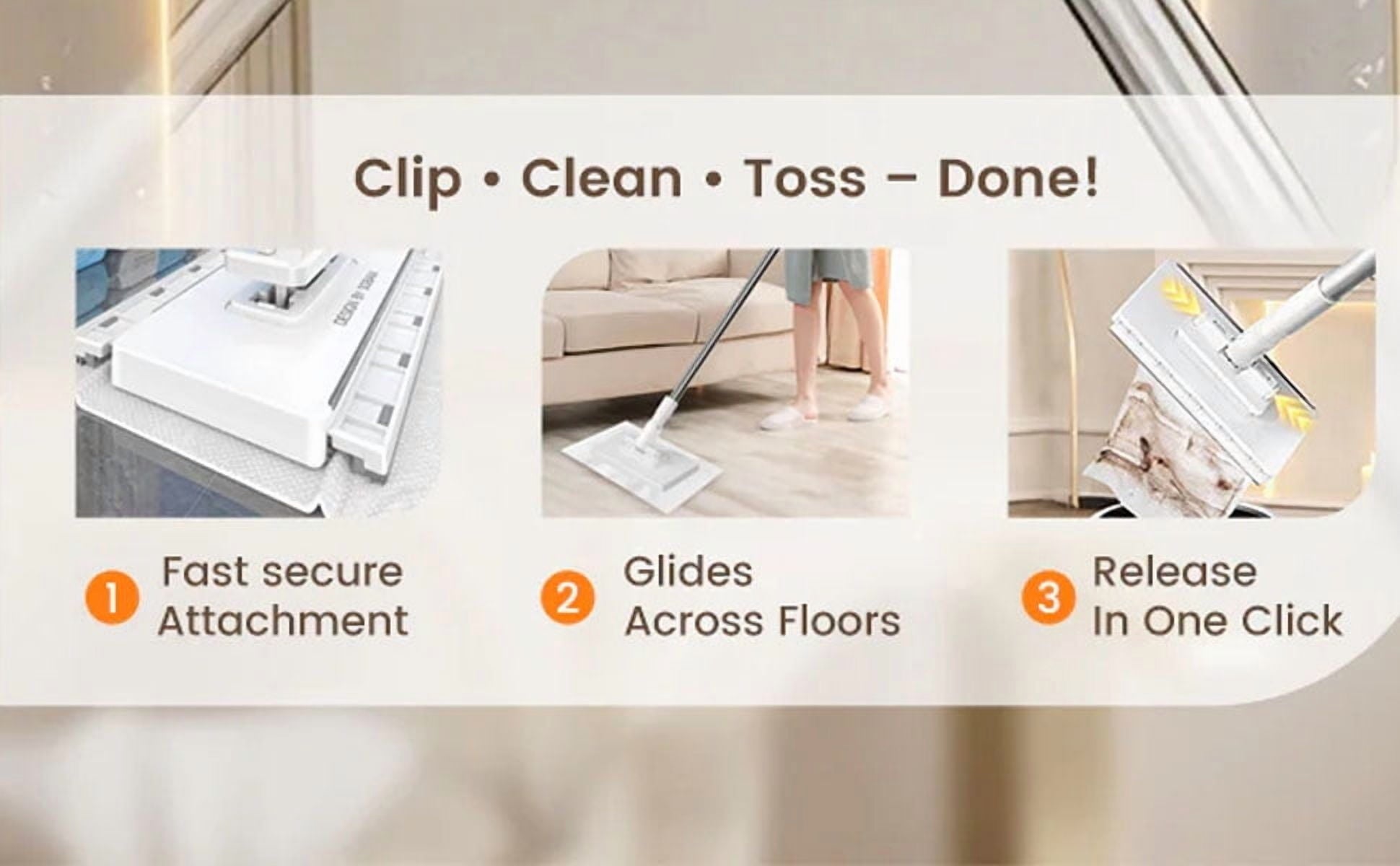 Durable Mop and Cleaning Kit | Designed for various floor types including hardwood, tile, and marble | Household cleaning tools for kitchen and entire house (1 mops + 5 cloths)